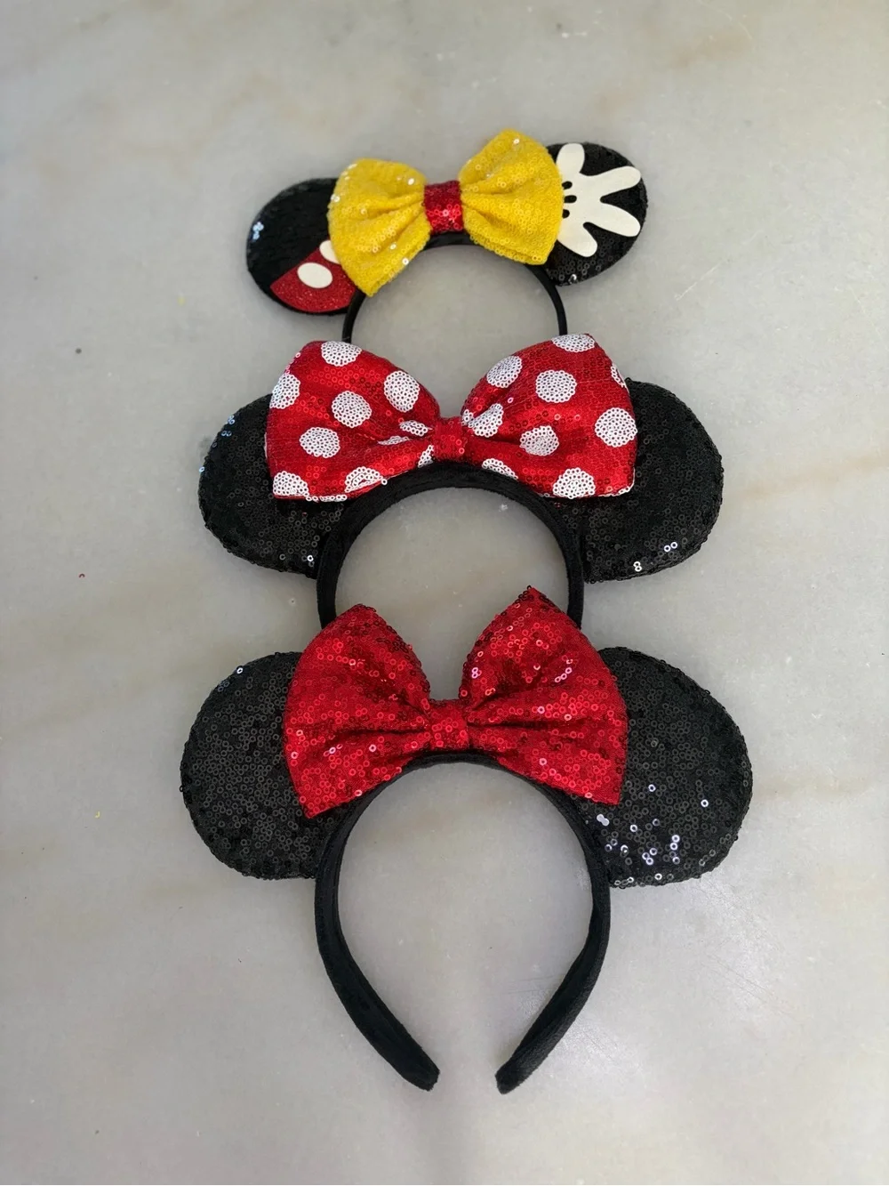 Disney Sequin Minnie Ear Headbands with Red, Yellow & White Accents